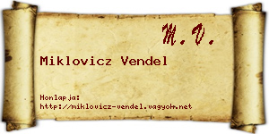 Miklovicz Vendel névjegykártya